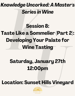 Taste Like a Sommelier Session#2: Developing Your Palate for Wine Tasting (12:00pm)